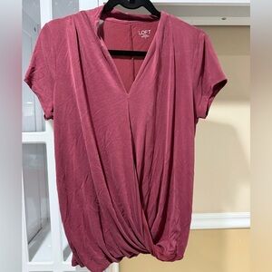 LOFT Women's Pink/Red Draped Top